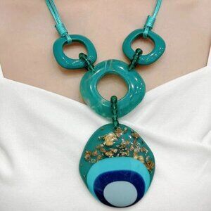 Turquoise Geometric pendant statement necklace